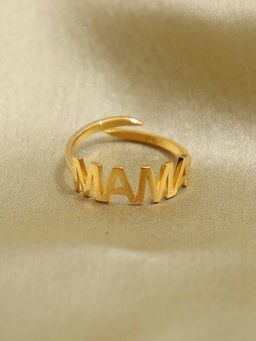 Pipa Bella by Nykaa Fashion - Gold Plated Block Letter Mama Ring