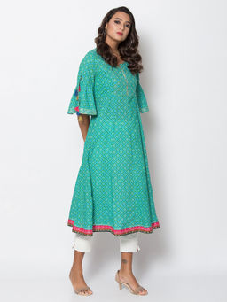 Biba - Turquoise Printed Kurta