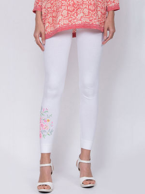 Buy Biba White Solid Tights Online 
