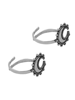 Teejh - by Joker and Witch Silver Kshatriya Moon Oxidized Toe Rings