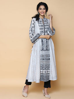 Biba - Off White Printed Kurta