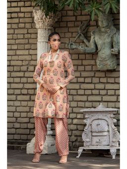 Nikasha - Peach Floral Kurta With Patiala - Customisable (Set of 2)