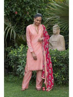 Nikasha - Pink Gota Work Kurta With Pantd & Dupatta - Customisable (Set of 3)