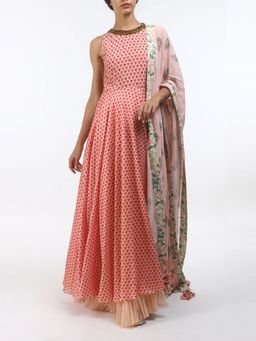 Nikasha - Bloom Salmon Chanderi Salwar Suit - Customisable