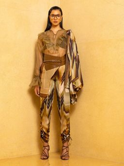 Nikita Mhaisalkar - Sundown Coffee Drape Pants