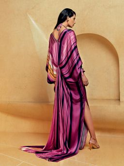 Nikita Mhaisalkar - Berry Stroke Print Kaftan
