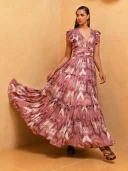 Nikita Mhaisalkar - Lilac Floss Print Ruffle Maxi