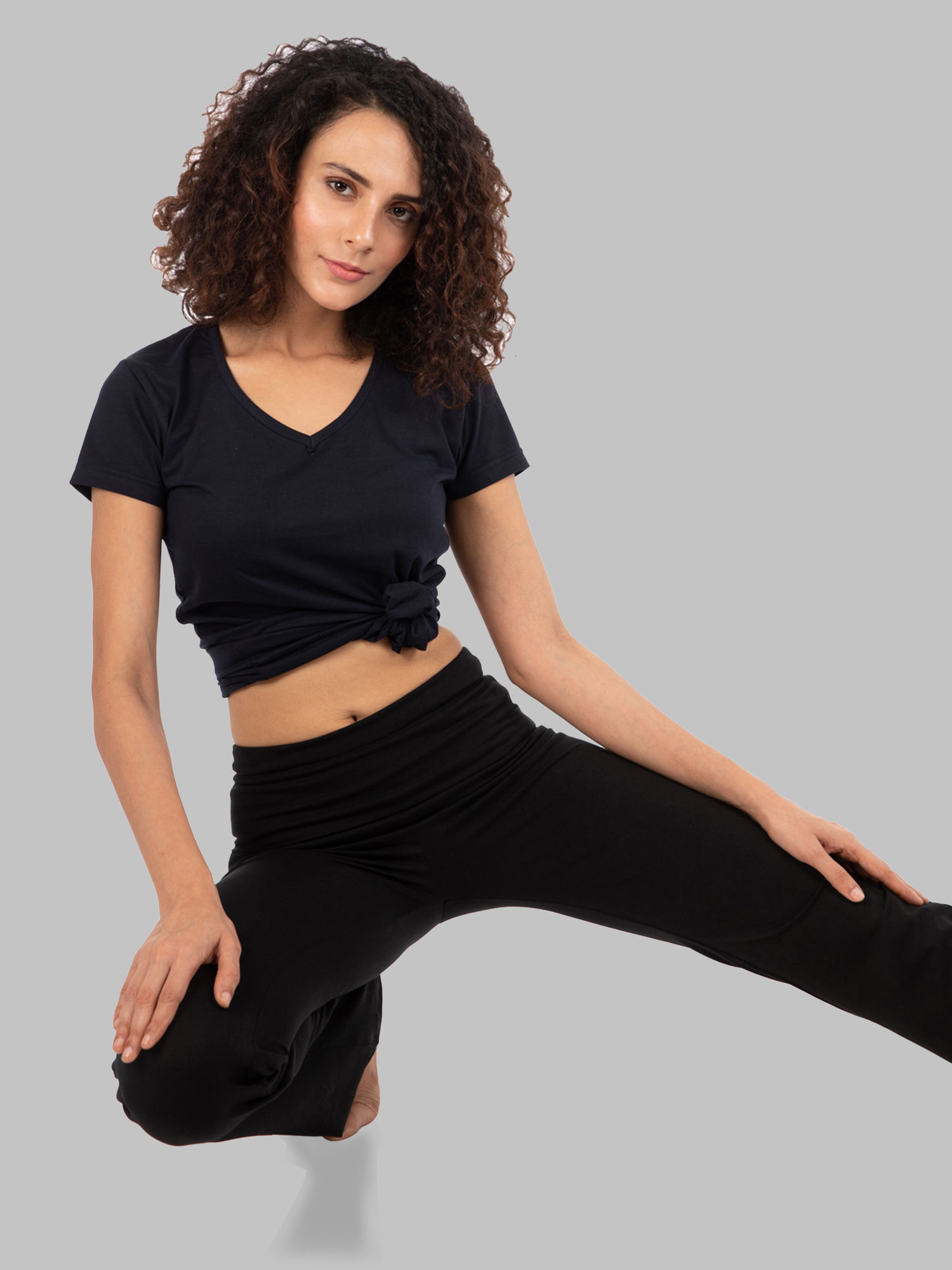 Nite Flite Black Foldover Yoga Pants 