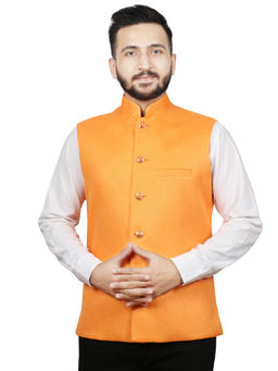 SG LEMAN - Orange Solid Nehru Jackets