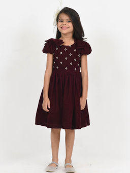 Fairies Forever - Fairiesforever Maroon Velvet Party Dress