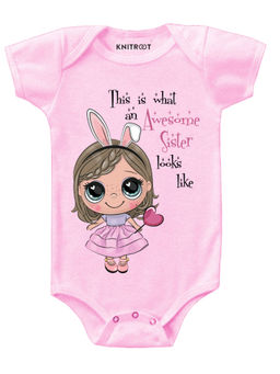 KNITROOT - Awesome Sister Pink Onesie