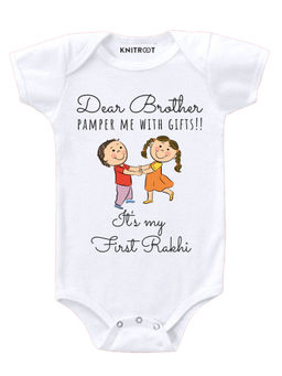 KNITROOT - Dear Brother White Onesie