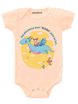 KNITROOT - Jag Ghoomyya Behna Peach Onesie