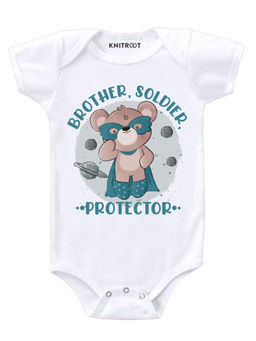 KNITROOT - Brother Soldier White Onesie