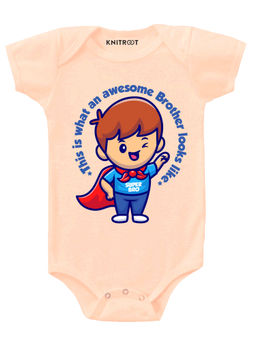 KNITROOT - Awesome Brother Peach Onesie