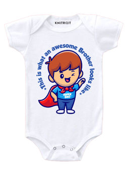 KNITROOT - Awesome Brother White Onesie