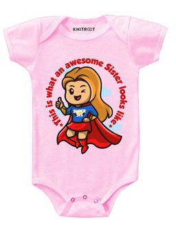 KNITROOT - Awesome Sister Pink Onesie