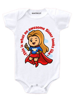 KNITROOT - Awesome Sister White Onesie