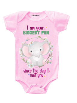 KNITROOT - Pink I Am Ur Biggest Fan Printed Onesie