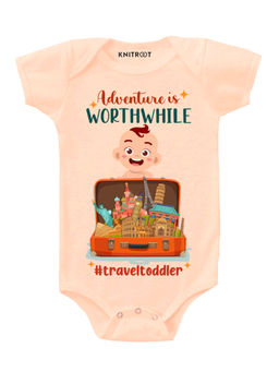 KNITROOT - Peach Worthwhile Printed Onesie