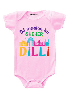 KNITROOT - Pink Dilli Printed Onesie
