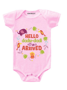 KNITROOT - Pink Hello Arrived Printed Onesie