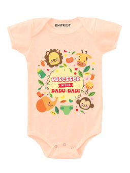KNITROOT - Peach Obsessde With Dadu Dadi Printed Onesie