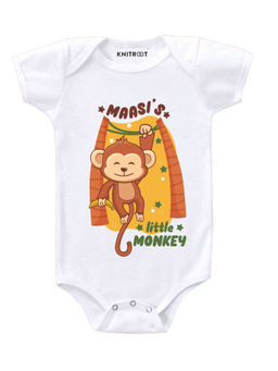 KNITROOT - White Little Monkey Printed Onesie