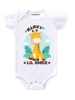 KNITROOT - White Lil Homie Printed Onesie
