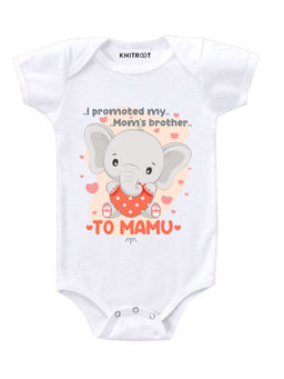 KNITROOT - White Brother Elephant Printed Onesie