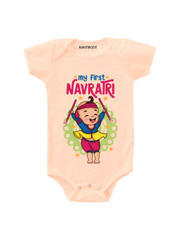 KNITROOT - Peach My First Navratri Boy Printed Onesie