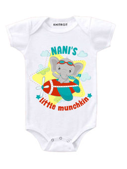 KNITROOT - White Little Muvhkin Printed Onesie