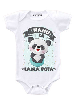 KNITROOT - White Ladla Pota Printed Onesie