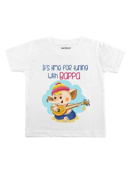 KNITROOT - Tuning With Bappa Printed White T-Shirt