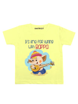KNITROOT - Tuning With Bappa Printed Yellow T-Shirt