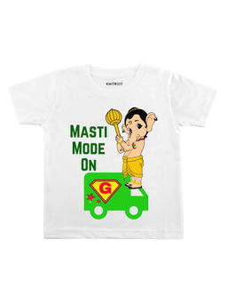 KNITROOT - Masti Mode On Printed White T-Shirt
