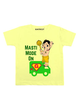 KNITROOT - Masti Mode On Printed Yellow T-Shirt