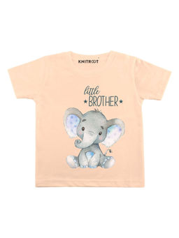 KNITROOT - Peach Little Brother Peach Printed T-Shirt