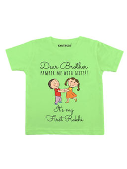KNITROOT - Green Dear Brother Green Printed T-Shirt