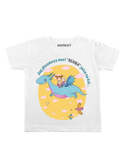 KNITROOT - White Jag Ghoomeya Behna Printed T-Shirt