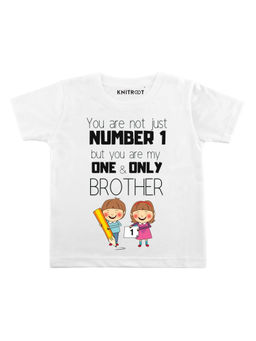 KNITROOT - White One & Only Brother Printed T-Shirt