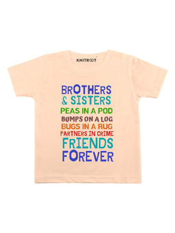 KNITROOT - Peach Friends Forever Peach Printed T-Shirt
