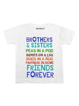 KNITROOT - White Friends Forever Printed T-Shirt
