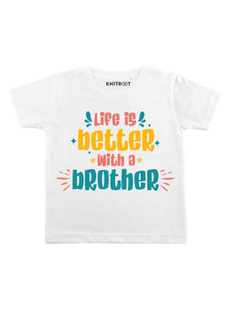 KNITROOT - White Better With Brother Printed T-Shirt
