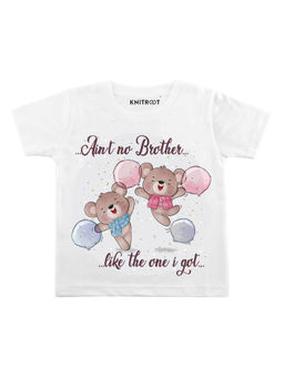 KNITROOT - White Ain'T No Brother Printed T-Shirt