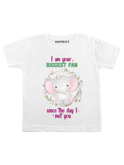 KNITROOT - White Biggest Fan Printed T-shirt