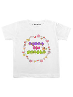 KNITROOT - White Six Months Printed T-shirt