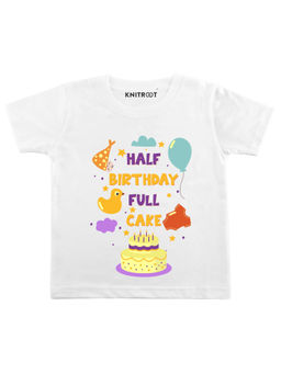 KNITROOT - White Full Cake Printed T-shirt