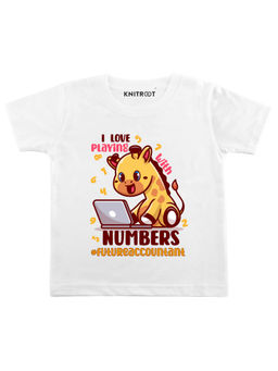 KNITROOT - White Playing Numbers Printed T-shirt