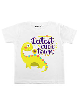 KNITROOT - White Cutie Town Printed T-Shirt (0-6 Months)